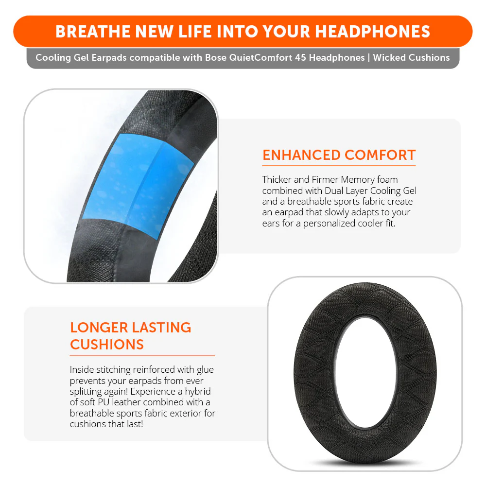 Bose QuietComfort 45 Cooling Gel Earpads - WC FreeZe QC45 - Image 3