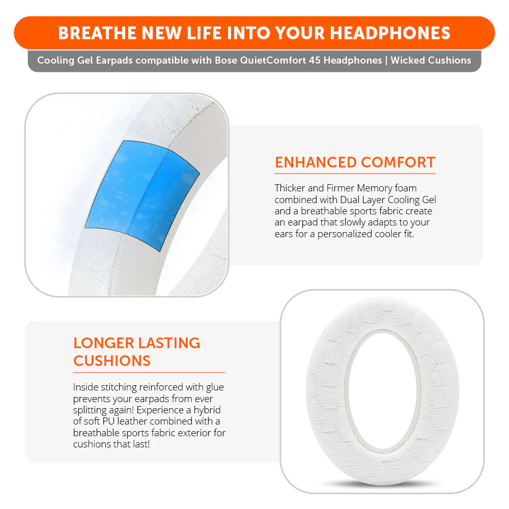Bose QuietComfort 45 Cooling Gel Earpads - WC FreeZe QC45 - Image 9