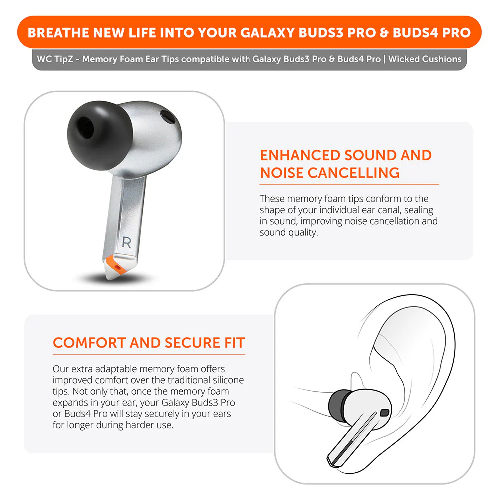 Galaxy Buds Pro 3 & 4 Memory Foam Ear Tips - WC TipZ Galaxy - Image 2