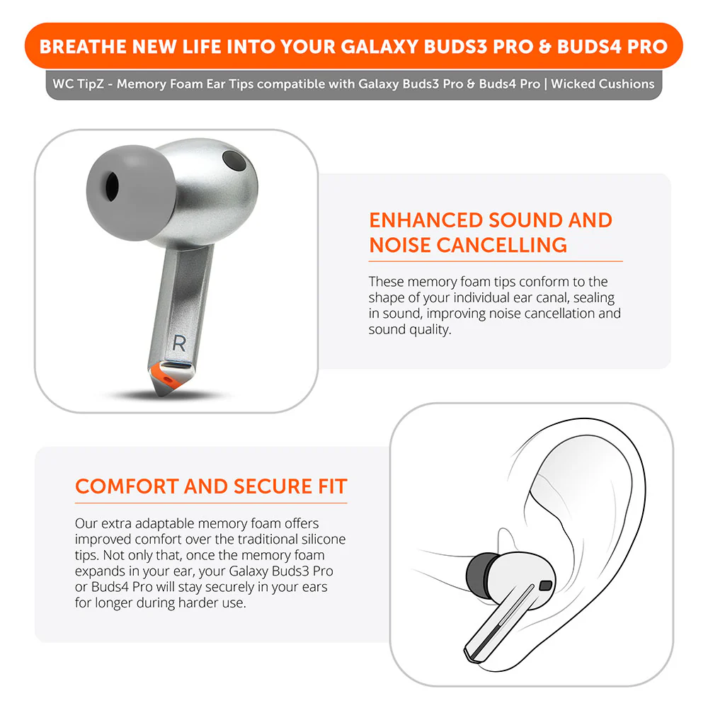 Galaxy Buds Pro 3 & 4 Memory Foam Ear Tips - WC TipZ Galaxy - Image 9