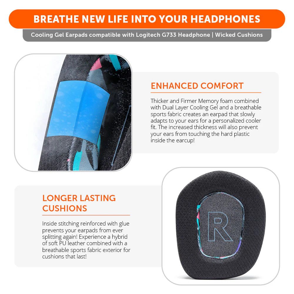 Logitech G733 Earpads - WC FreeZe Cooling Gel - Image 17