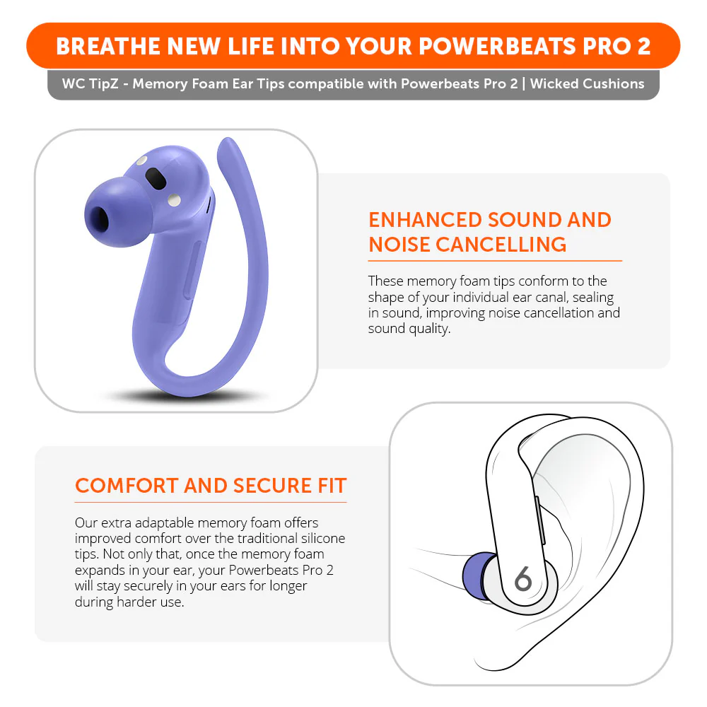 Beats Powerbeats Pro 2 Memory Foam Ear Tips - WC TipZ Powerbeats Pro 2 - Image 16