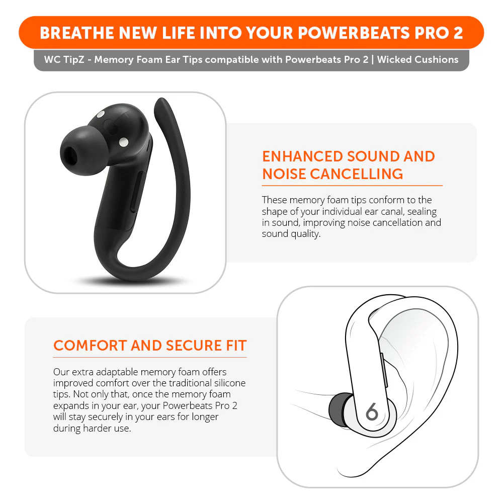 Beats Powerbeats Pro 2 Memory Foam Ear Tips - WC TipZ Powerbeats Pro 2 - Image 2
