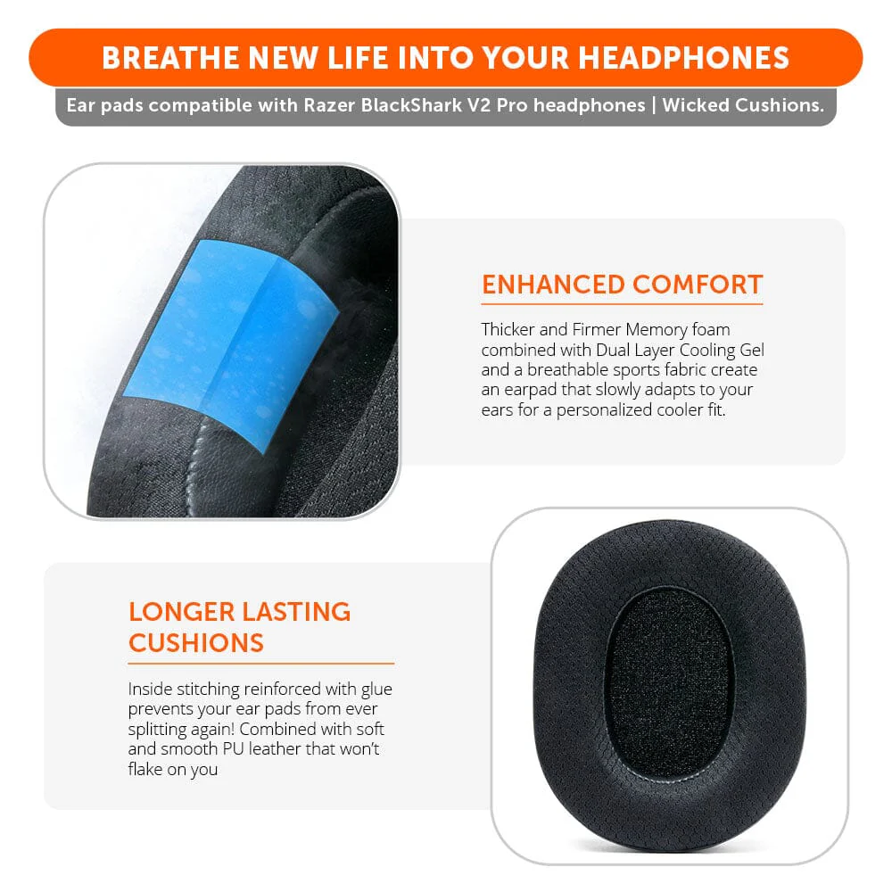 Razer Blackshark V2 Pro Earpads - WC FreeZe Cooling Gel (PREĀ 2023Ā model) - Image 3