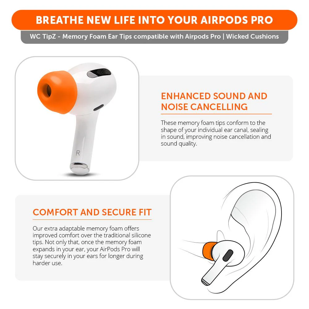 WC TipZ - Memory Foam Ear Tips for Airpods Pro & Airpods Pro 2 - Image 8